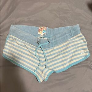 Roxy Light Blue and White Striped Women's Pajama Shorts